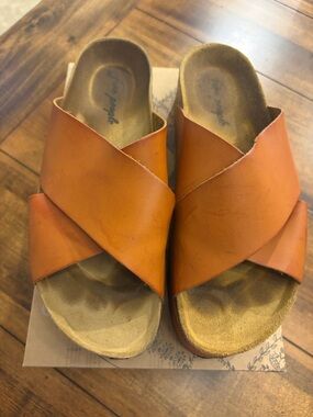 Free People Leather Crisscross Slide Sandals